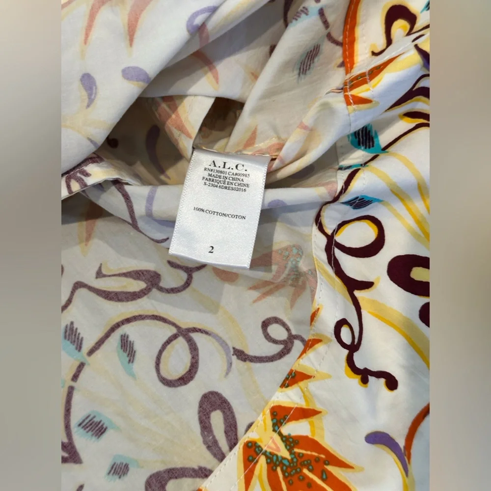 NWOT A.L.C. Mia Cotton Yellow and White Floral Dress Size 2 - Picture 7 of 11